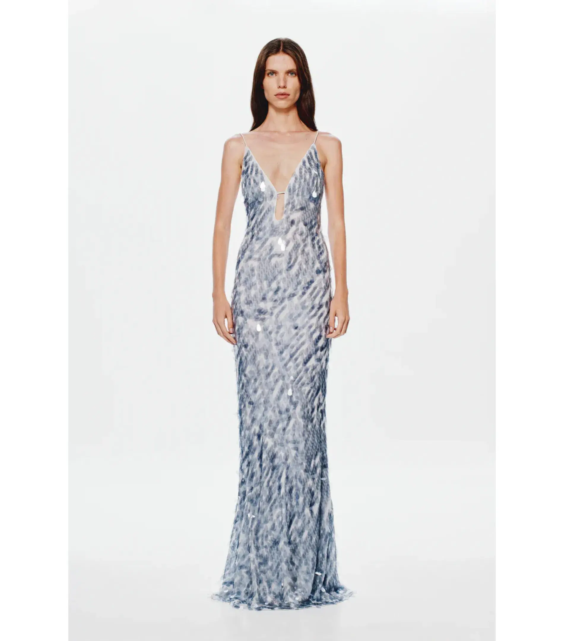 Misha Sapphire Sequin Maxi Dress Grey Size 12/L - Image 4