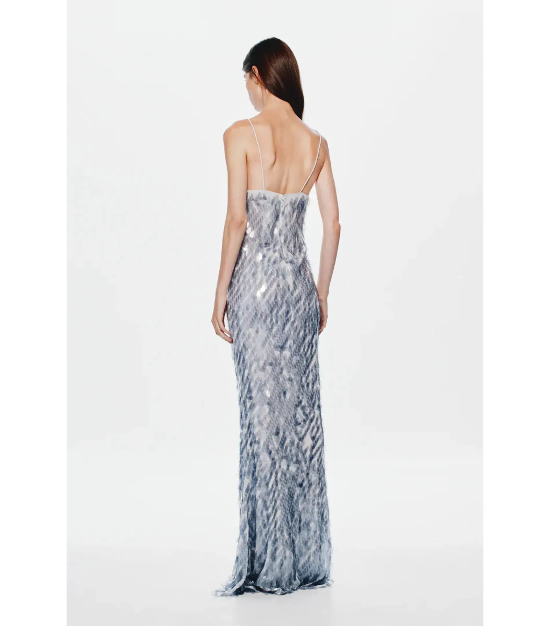 Misha Sapphire Sequin Maxi Dress Grey Size 12/L - Image 5