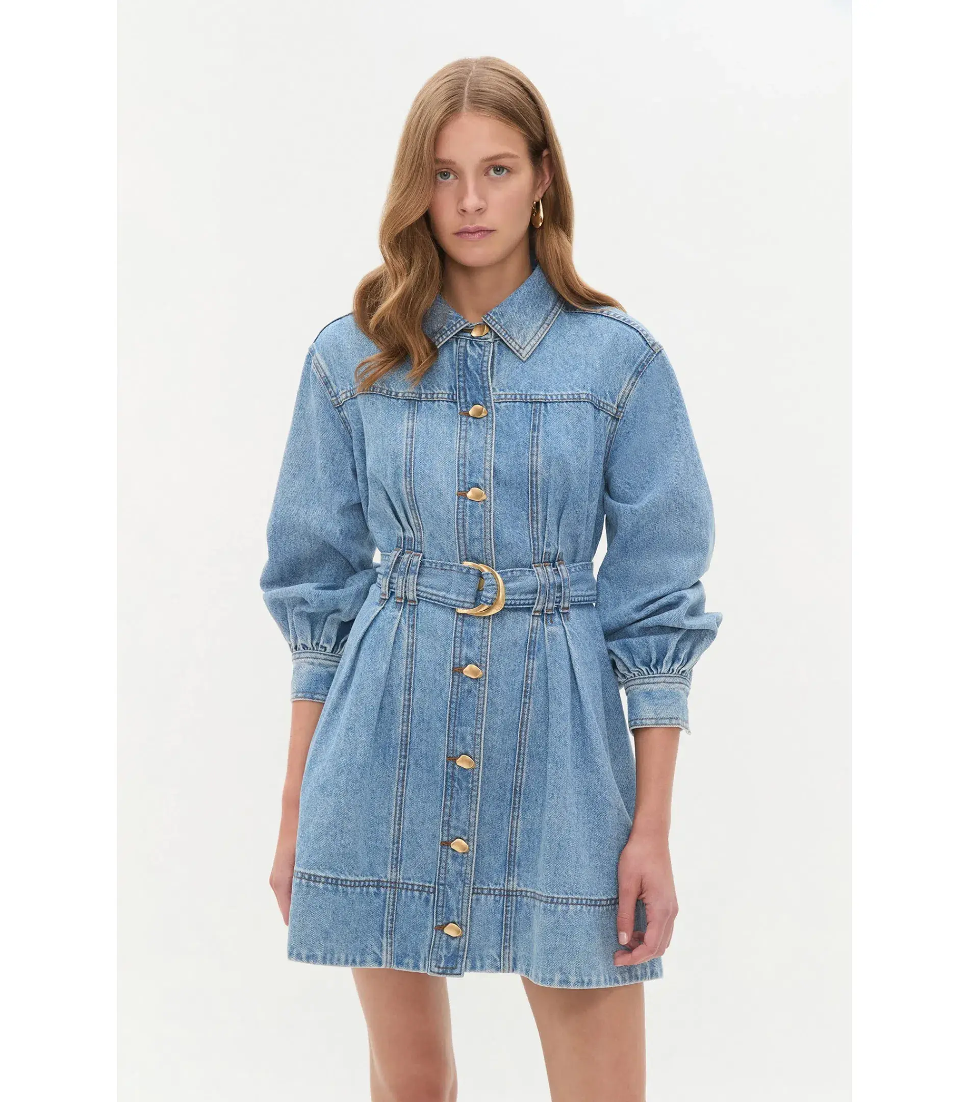Aje Lane Denim Mini Dress Coastal Wash Size AU 8 - Image 2