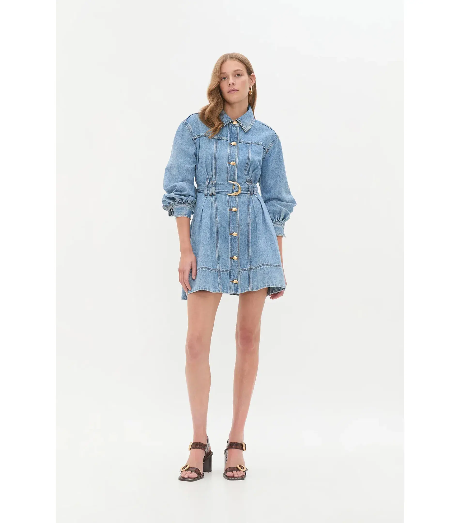 Aje Lane Denim Mini Dress Coastal Wash Size AU 8 - Image 3
