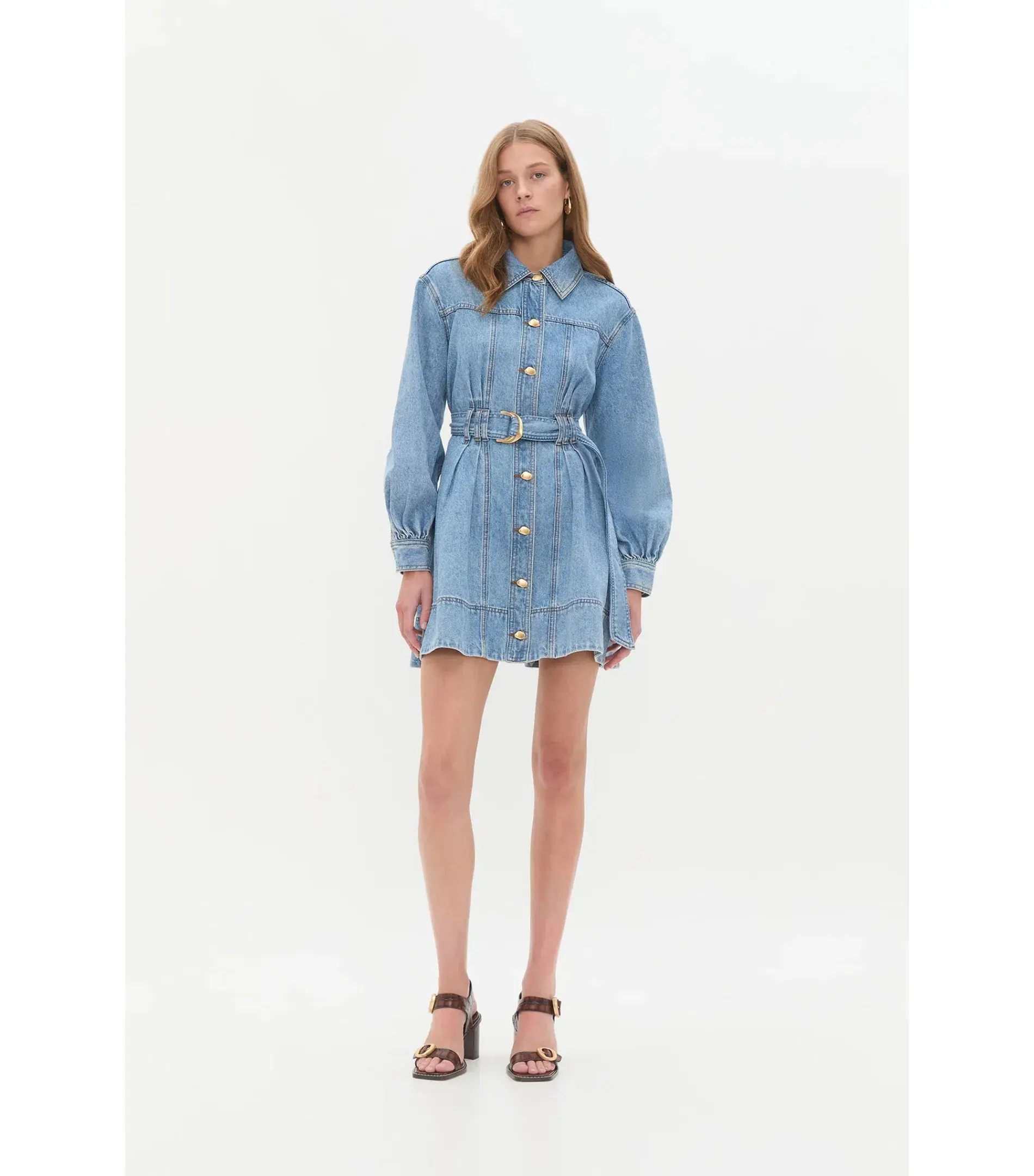 Aje Lane Denim Mini Dress Coastal Wash Size AU 8 - Image 1