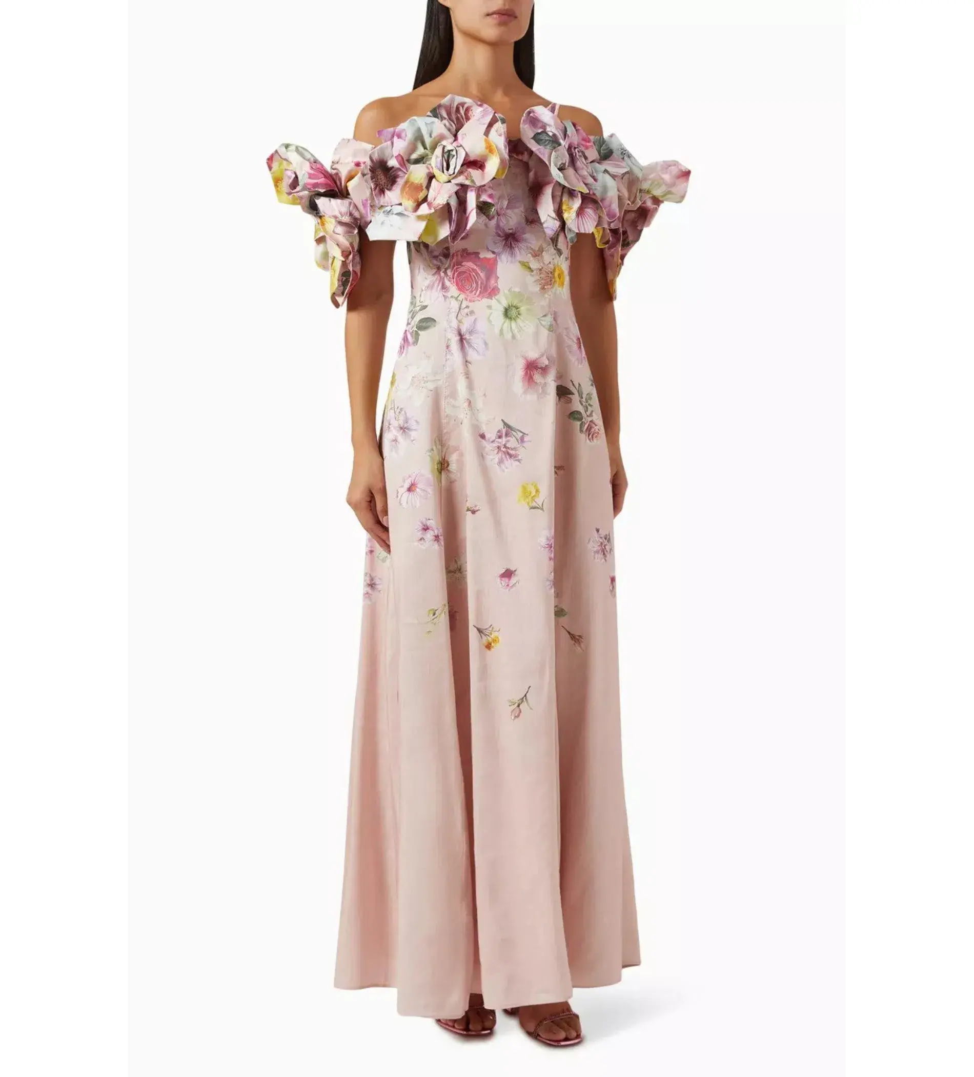 Aje Misha Maxi Dress Pink Collage Floral Size AU 10 - Image 2