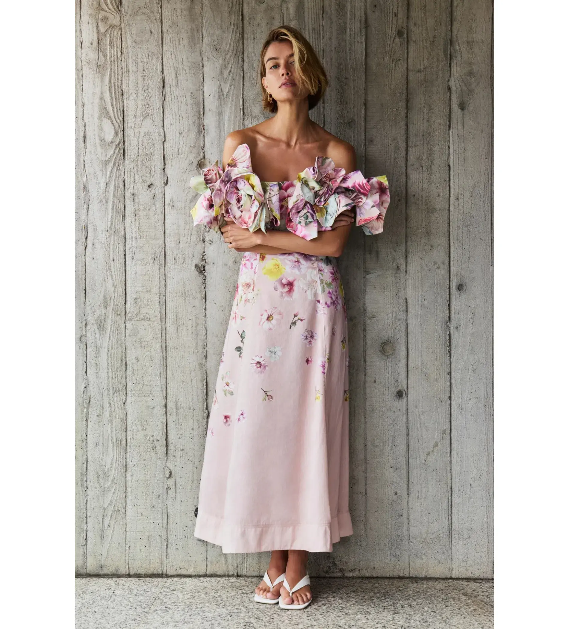 Aje Misha Maxi Dress Pink Collage Floral Size AU 10 - Image 1