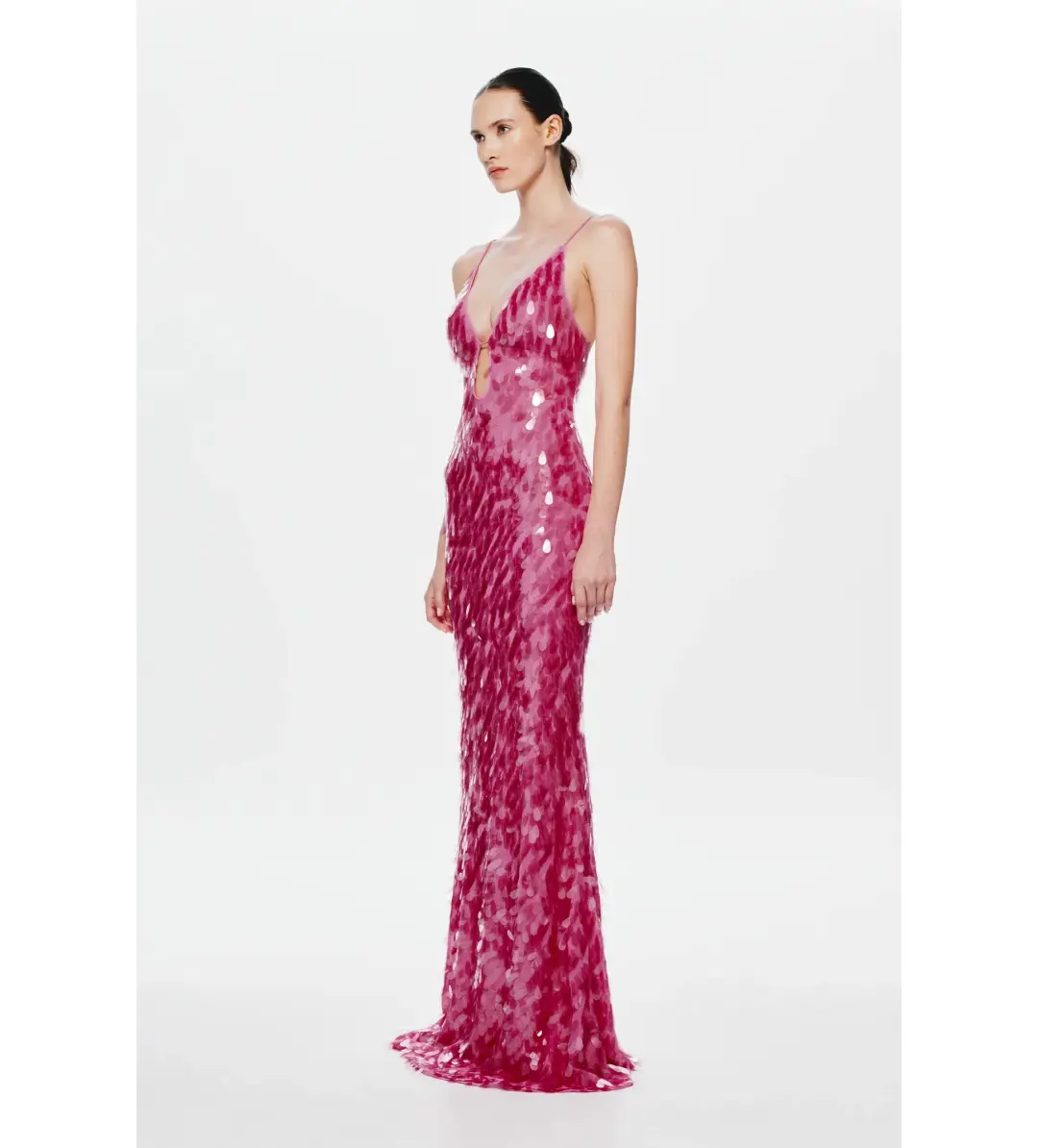 MISHA Sapphire Sequin Maxi Dress Fuchsia Pink Size 8/S for rent on The Volte - main image