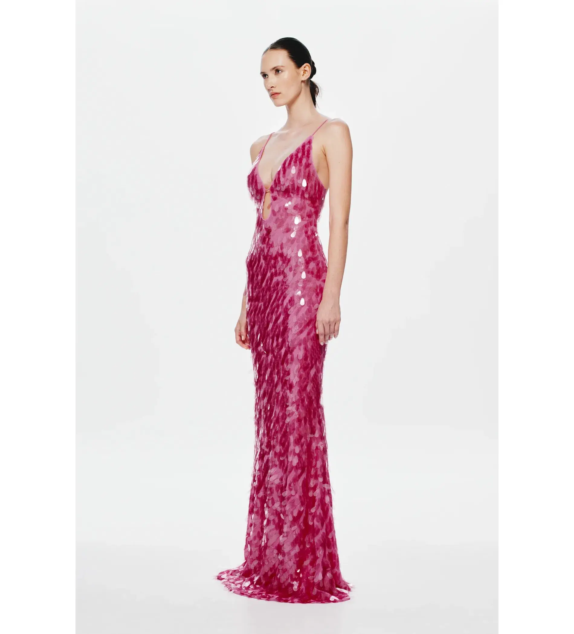 MISHA Sapphire Sequin Maxi Dress Fuchsia Pink Size 8/S - Image 2