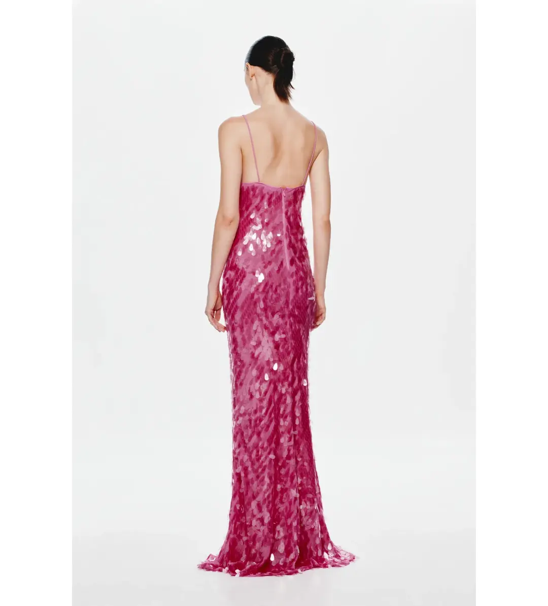 MISHA Sapphire Sequin Maxi Dress Fuchsia Pink Size 8/S for rent on The Volte - main image