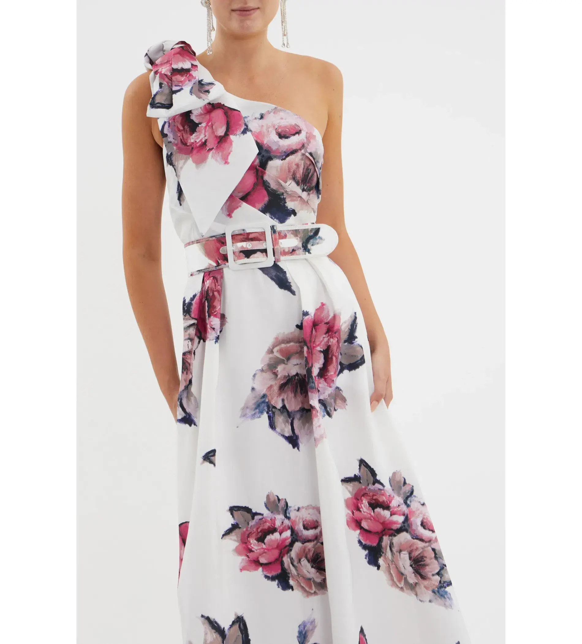 Rebecca Vallance Aveline One Shoulder Gown White Floral Size AU 10 - Image 4