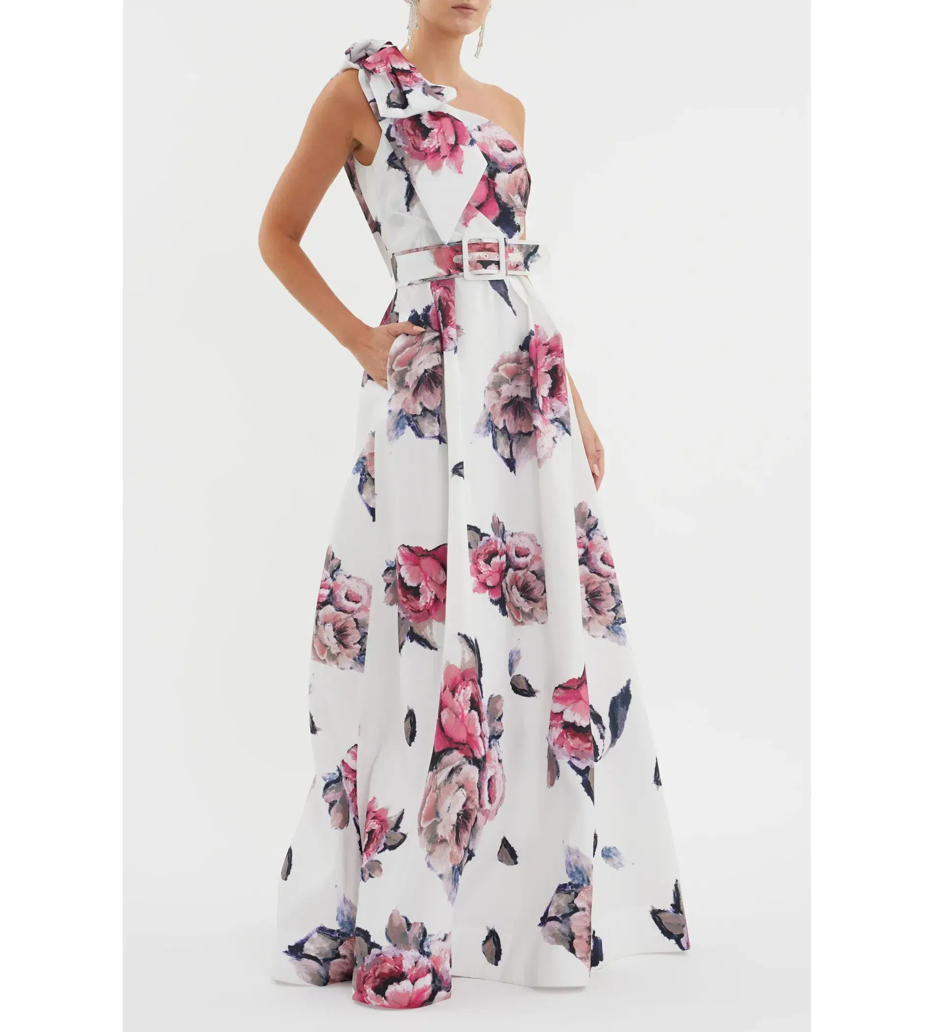 Rebecca Vallance Aveline One Shoulder Gown White Floral Size AU 10 - Image 2