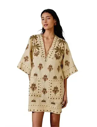 Farm Rio Coconut Tree Tapestry Mini Tunic Dress Size 14/M for rent on The Volte - main image