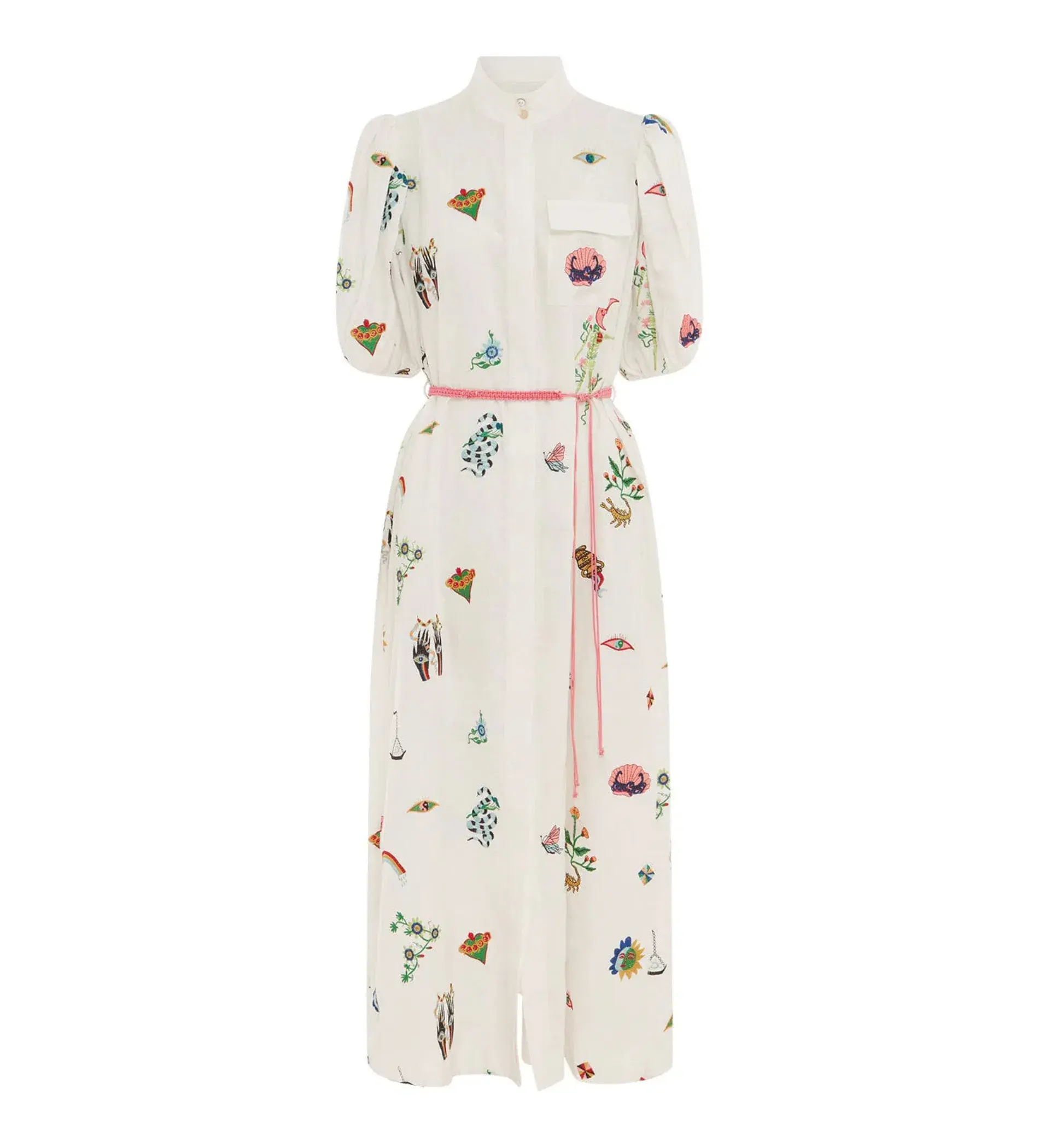 Alemais Atticus Embroidered Midi Shirtdress White Print Size AU 12 - Image 4