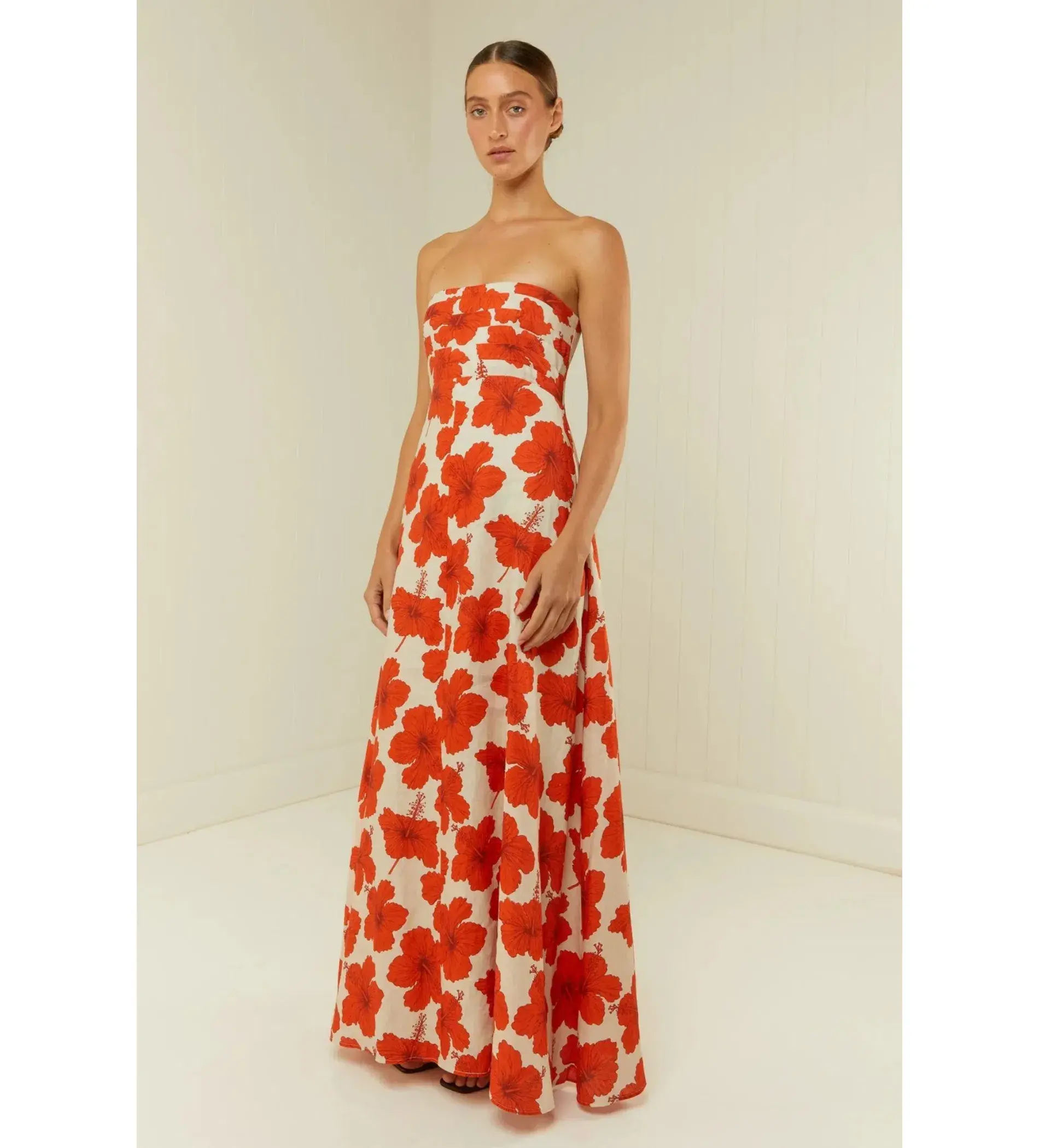 Palm Noosa Primrose Maxi Dress Red Hibiscus Size AU 10 - Image 3