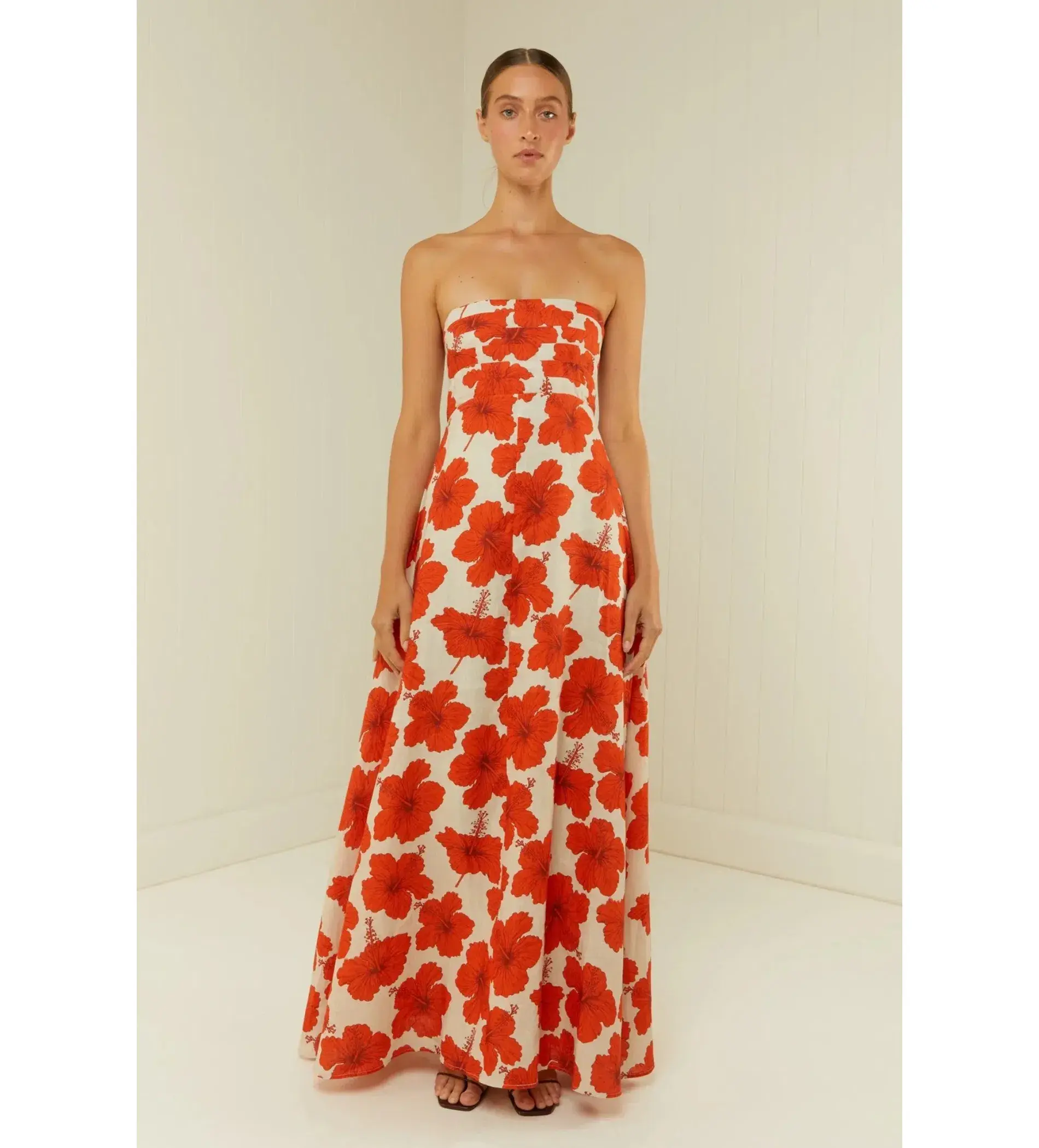 Palm Noosa Primrose Maxi Dress Red Hibiscus Size AU 10 - Image 1
