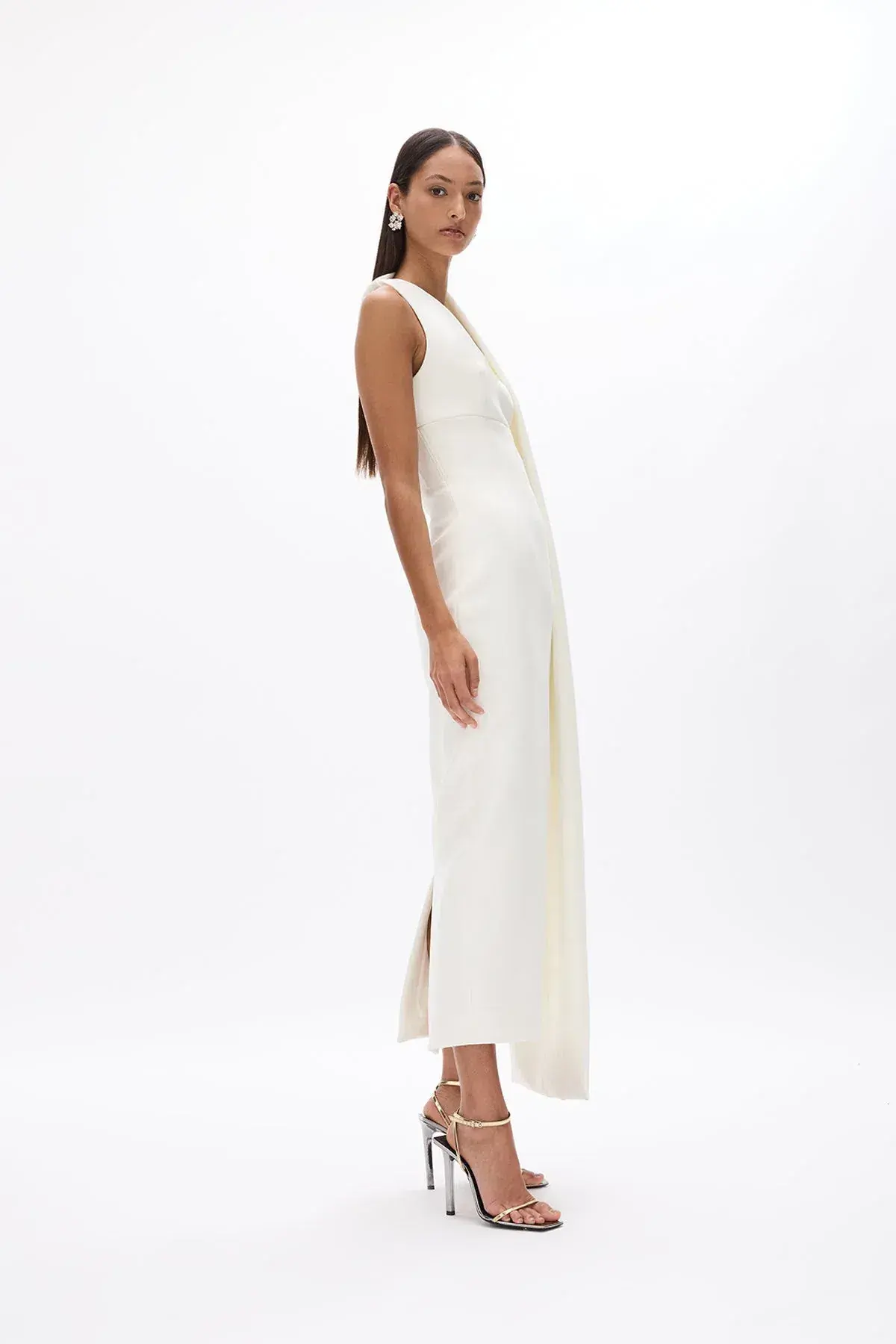 Rachel Gilbert Clara Stretch Crepe Wedding Dress Midi Ivory Size 0 AU 6 - Image 2