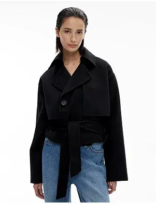 Relaxed Wool Blend Trench Coat