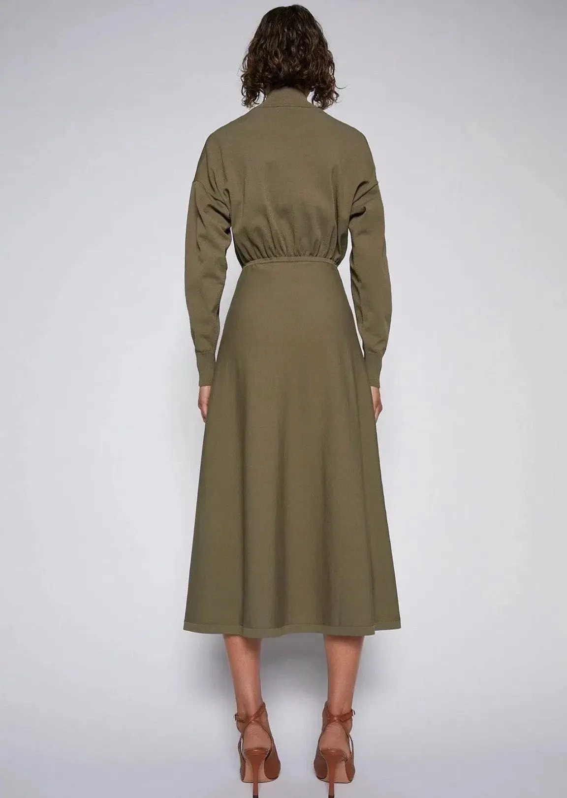 Scanlan Theodore Dress Polo Khaki Midi Size AU 12 - Image 2