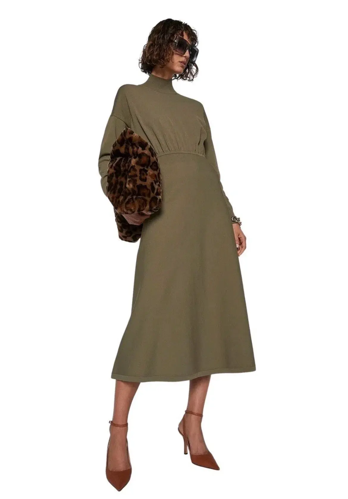 Scanlan Theodore Dress Polo Khaki Midi Size AU 12 - Image 1