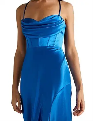Forever New Luna Corset Satin Maxi Dress Blue Size 8/S for rent on The Volte - main image