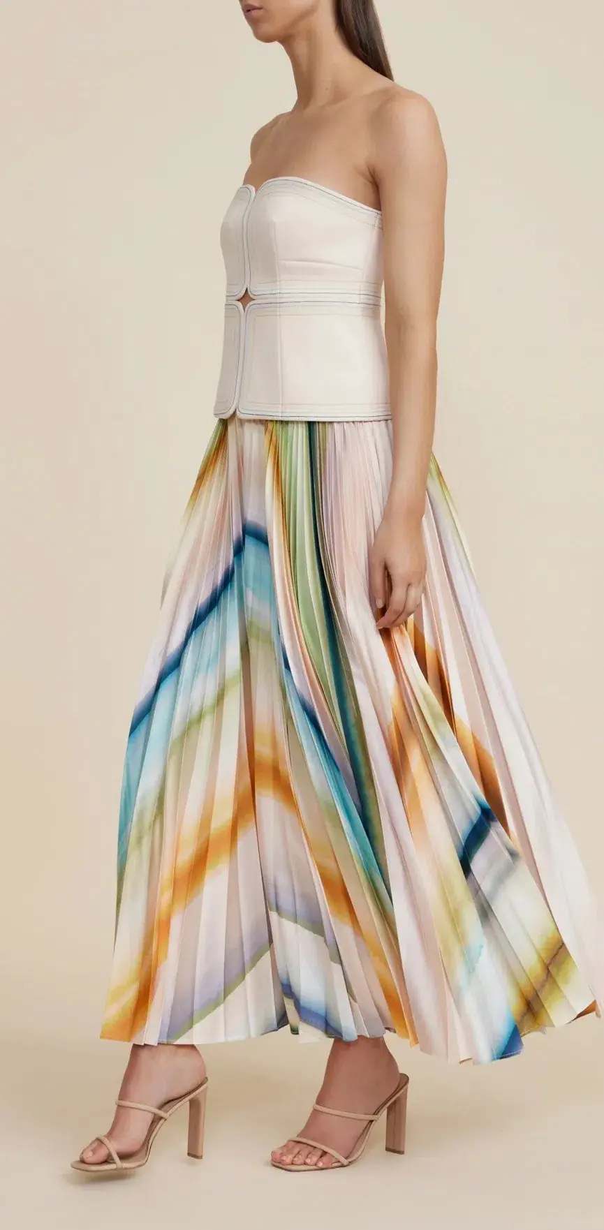 Acler Avonlea Midi Dress in Watercolour Stripe Size 8 - Image 2