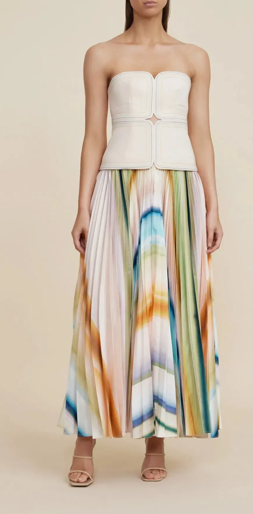 Acler Avonlea Midi Dress in Watercolour Stripe Size 8 - Image 1