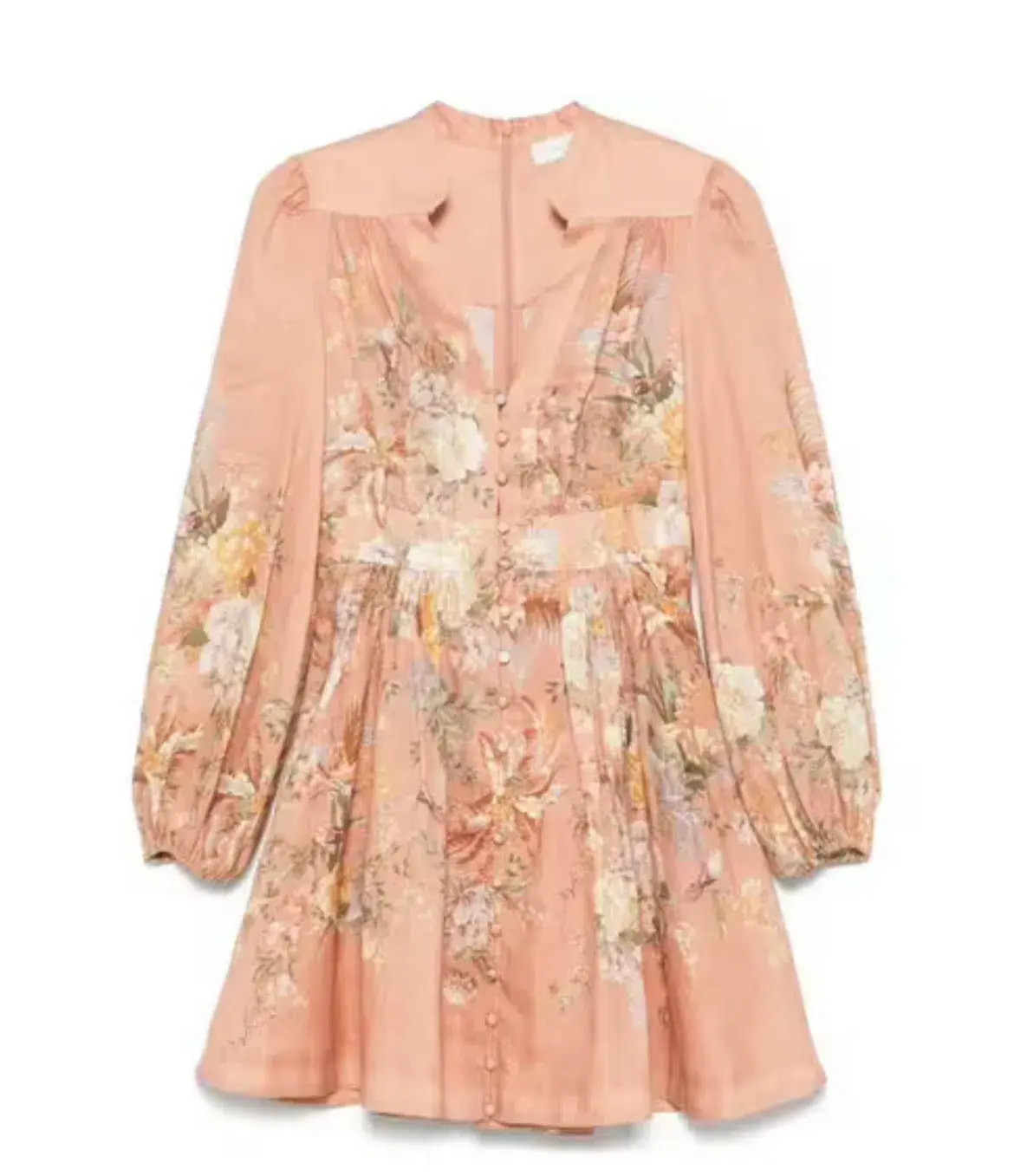 Zimmermann The Tallow Plunge Mini Dress in Pink Multi Floral Size 1/Au 10  - Image 1
