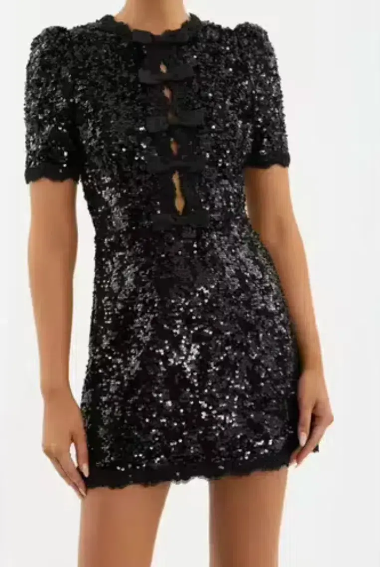 Rebecca Vallance Diana Bow Mini Dress Size AU 8 - Image 2