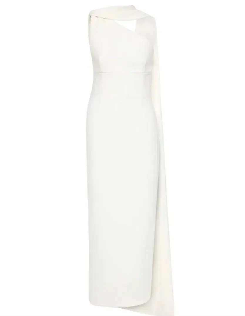 Rachel Gilbert Clara Stretch Crepe Wedding Dress Midi Ivory Size AU 8 - Image 5