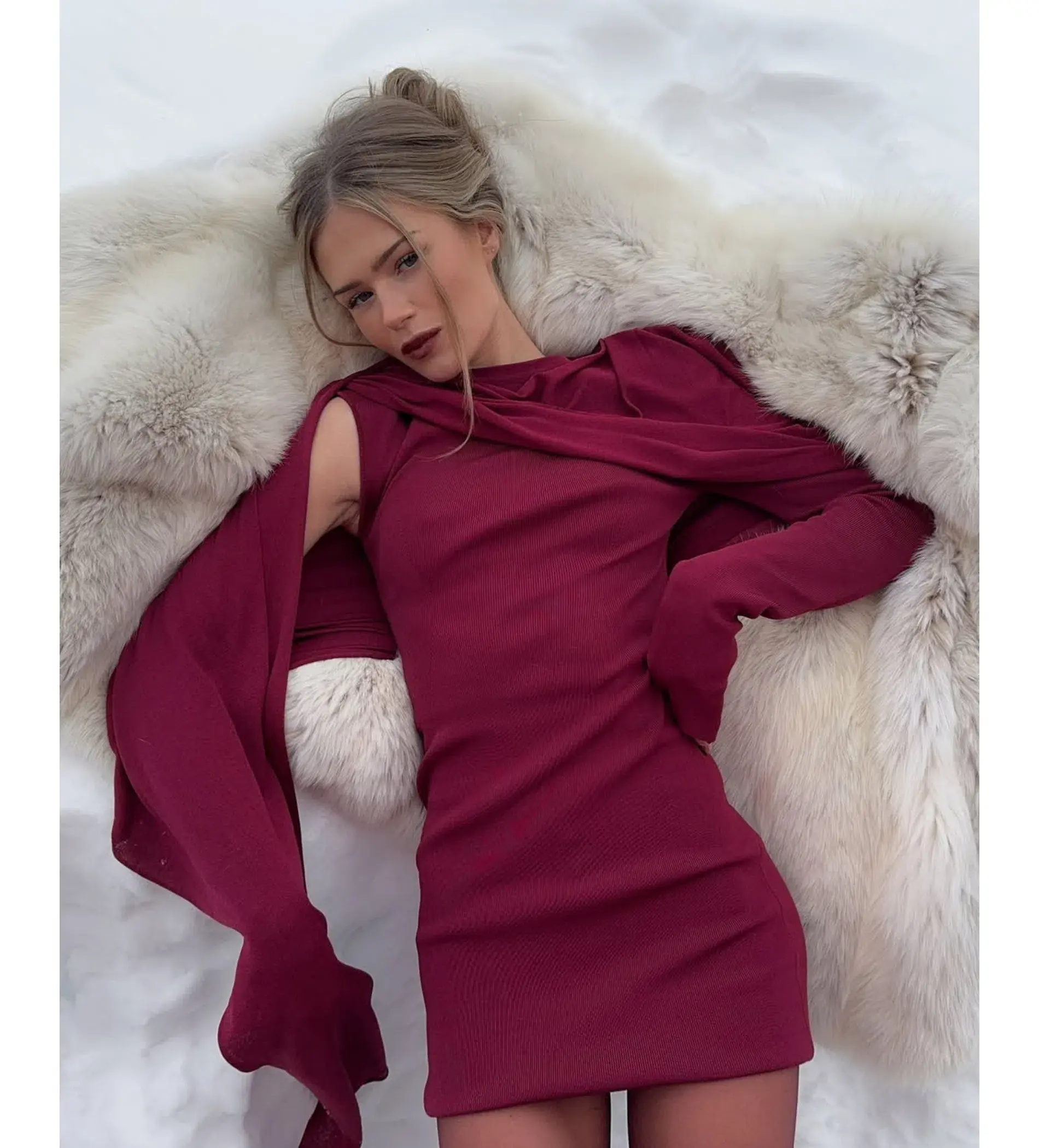 Arakii Knit Mini Dress Red Size XS AU 6 - Image 4