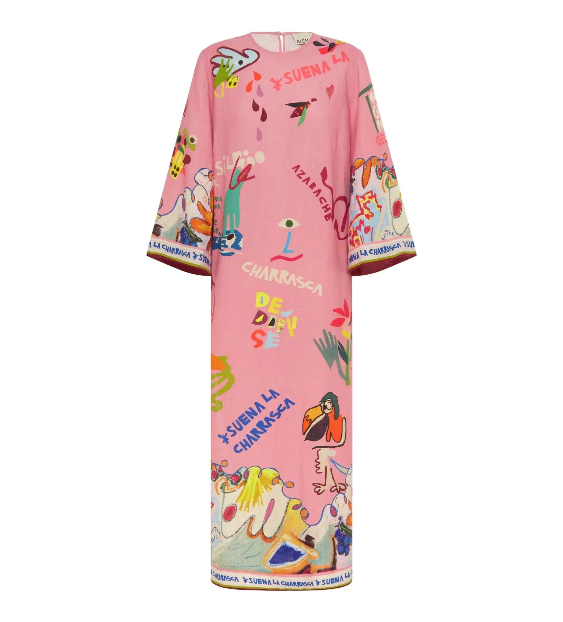Alemais La Charrasca Midi Dress Pink Print Size AU 10 - Image 8