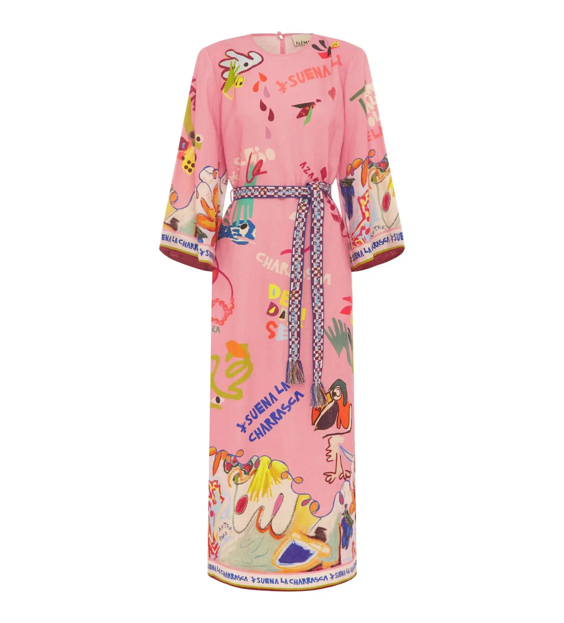 Alemais La Charrasca Midi Dress Pink Print Size AU 10 - Image 7
