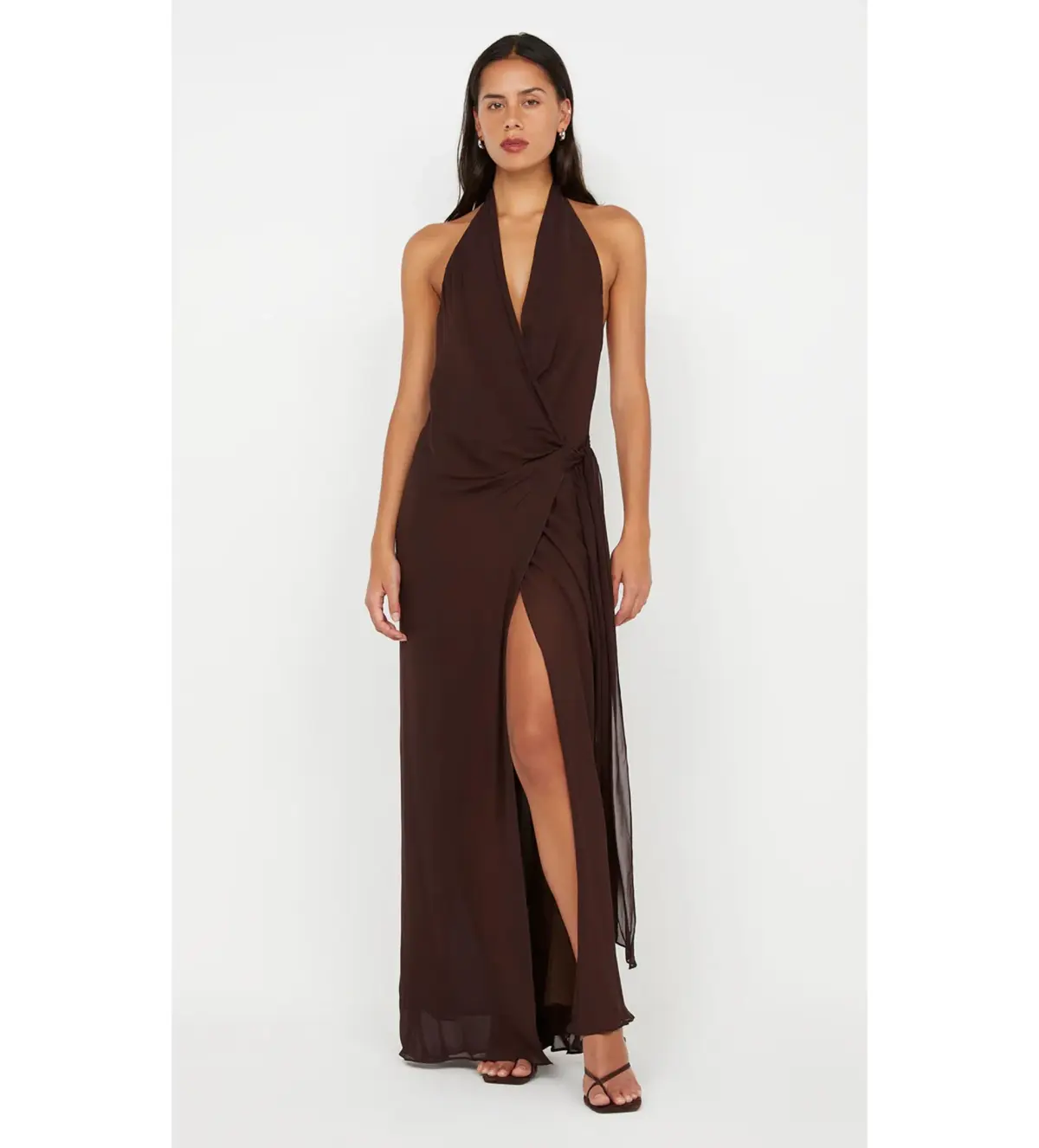 Bec & Bridge Soneva Wrap Maxi Dress Dark Chocolate Size AU 8 - Image 1