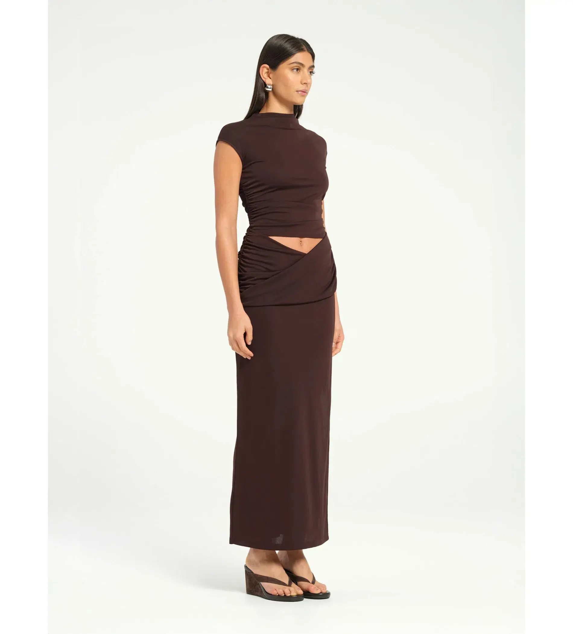 BENNI Royce Maxi Dress Chocolate Size AU 12 - Image 3