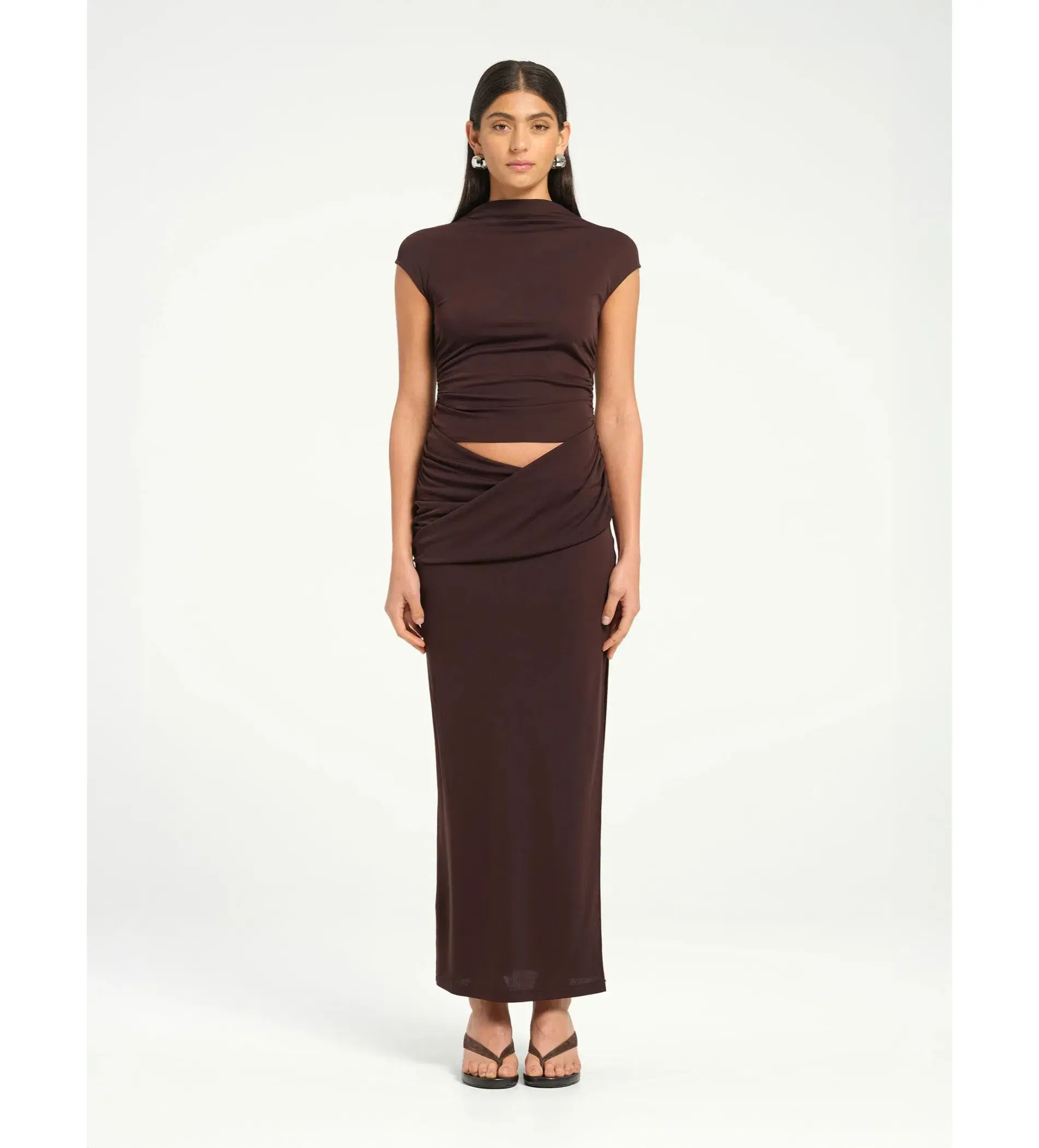 BENNI Royce Maxi Dress Chocolate Size AU 12 - Image 1