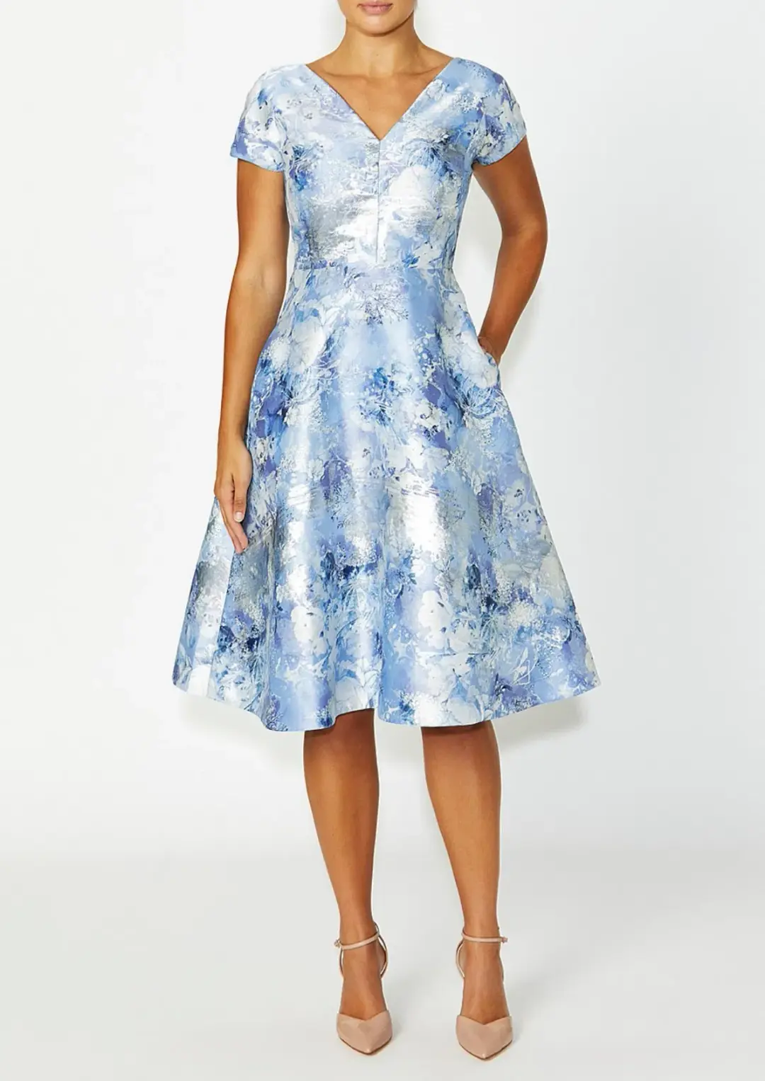 Anthea Crawford Emersyn Floral Midi Dress Powder Blue Size AU 16 for rent on The Volte - main image