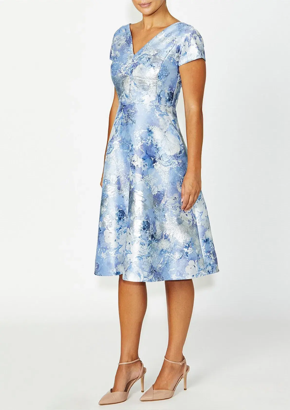 Anthea Crawford Emersyn Floral Midi Dress Powder Blue Size AU 16 - Image 1
