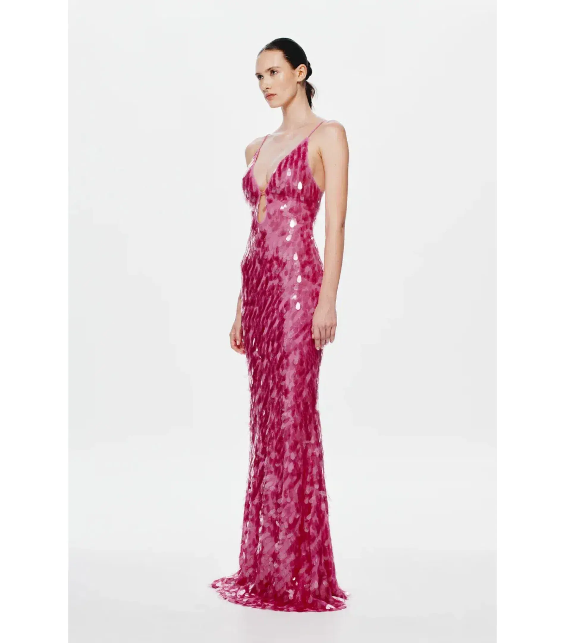 Misha Sapphire Sequin Maxi Dress Fuchsia Pink Size S / AU 8 - Image 2