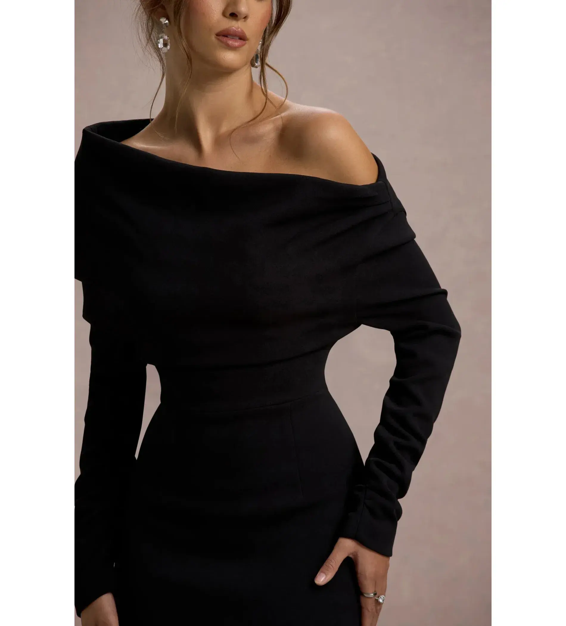Club L London Lou One-Shoulder Asymmetric Maxi Dress Black Size AU 10 - Image 3