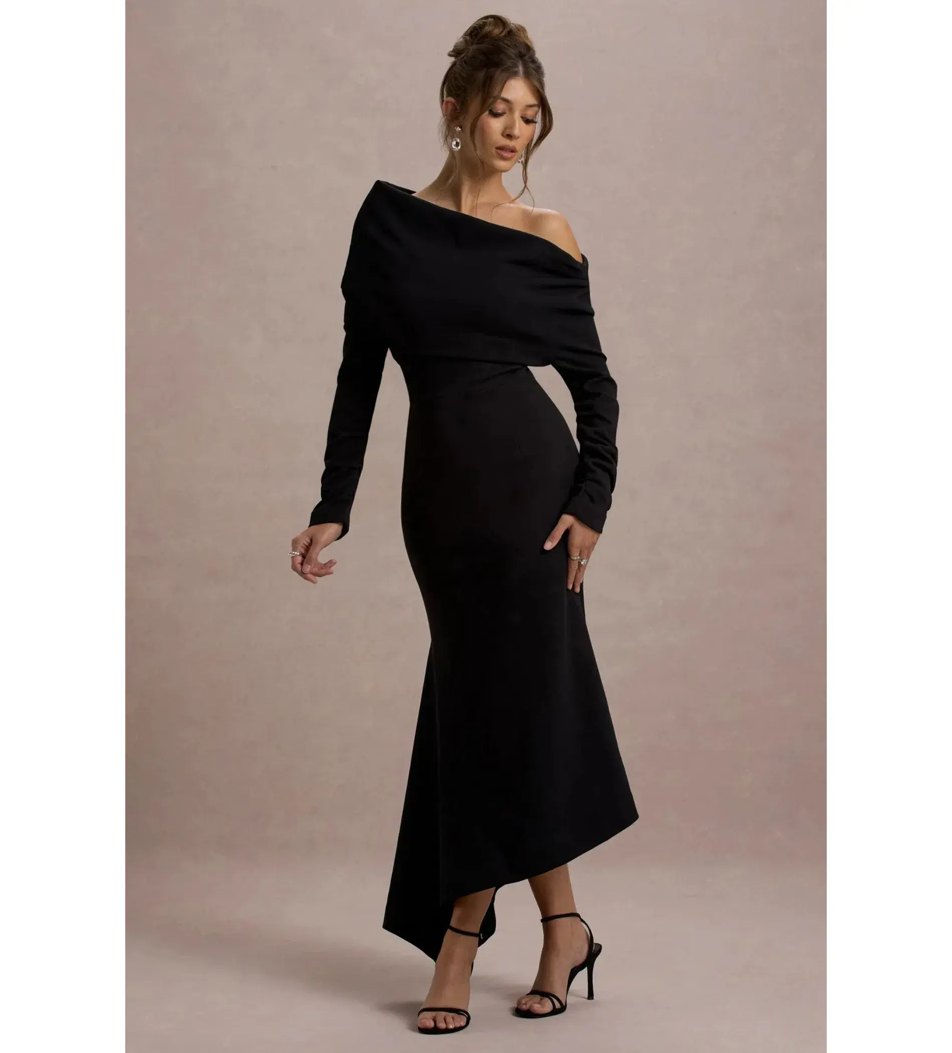 Club L London Lou One-Shoulder Asymmetric Maxi Dress Black Size AU 10 - Image 2