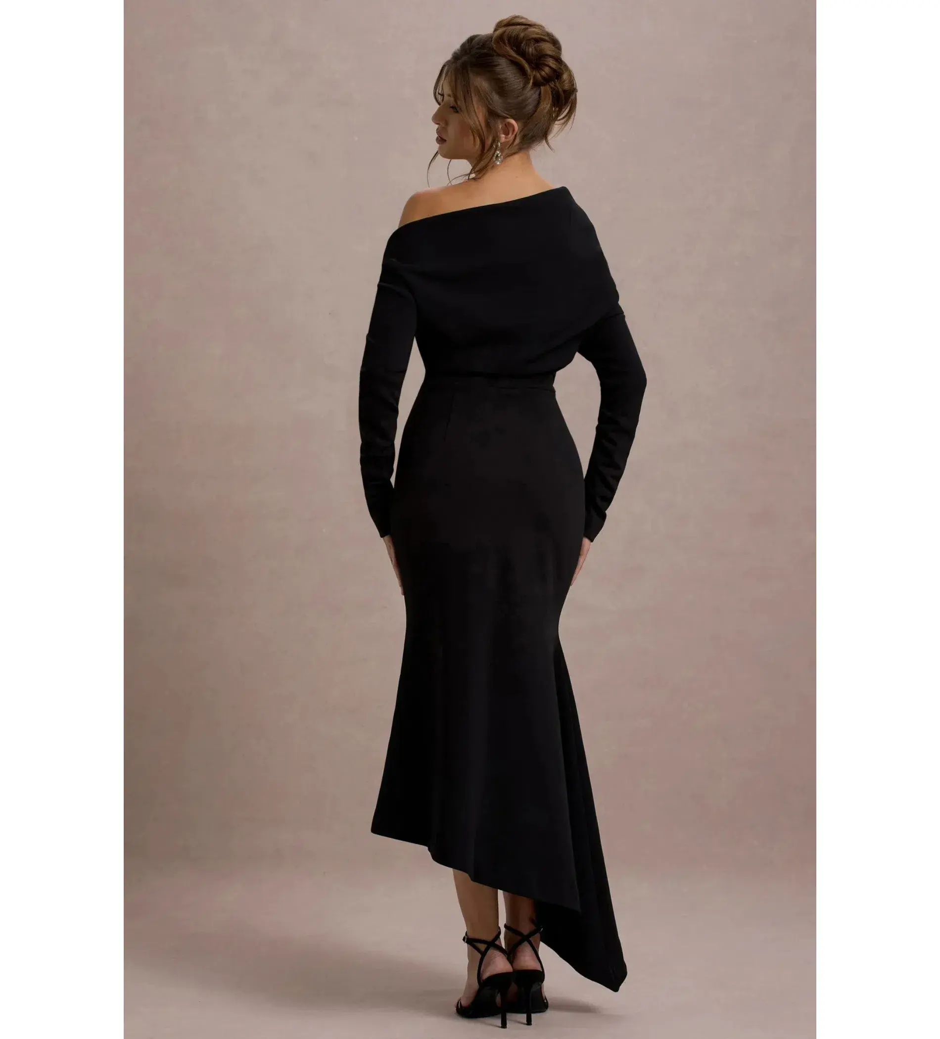 Club L London Lou One-Shoulder Asymmetric Maxi Dress Black Size AU 10 - Image 5