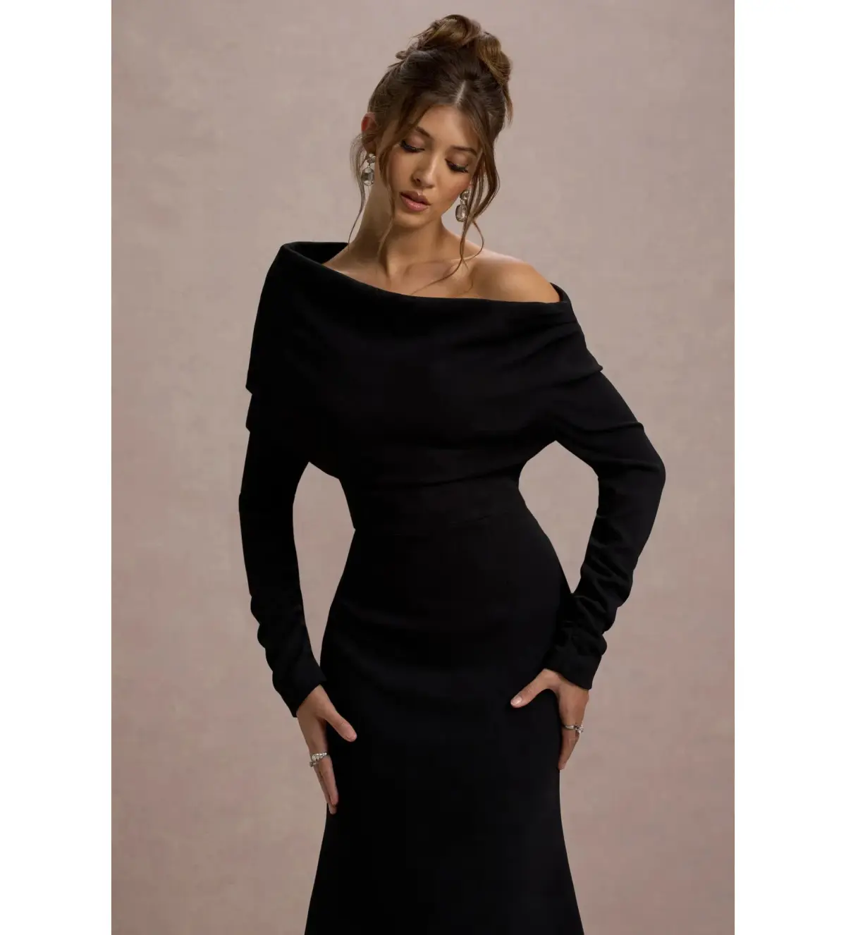 Club L London Lou One-Shoulder Asymmetric Maxi Dress Black Size AU 10 - Image 4