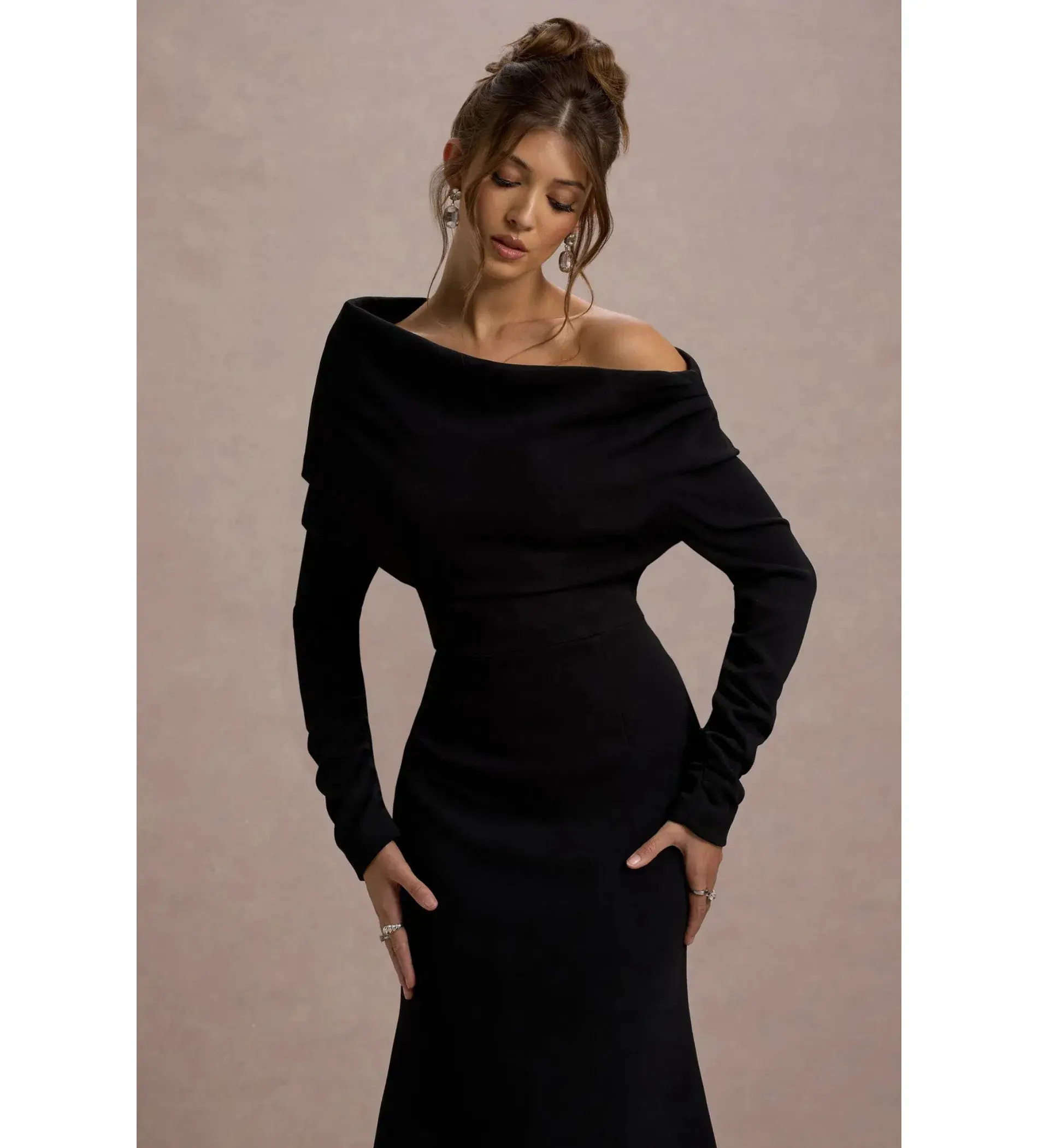 Club L London Lou One-Shoulder Asymmetric Maxi Dress Black Size AU 10 - Image 4
