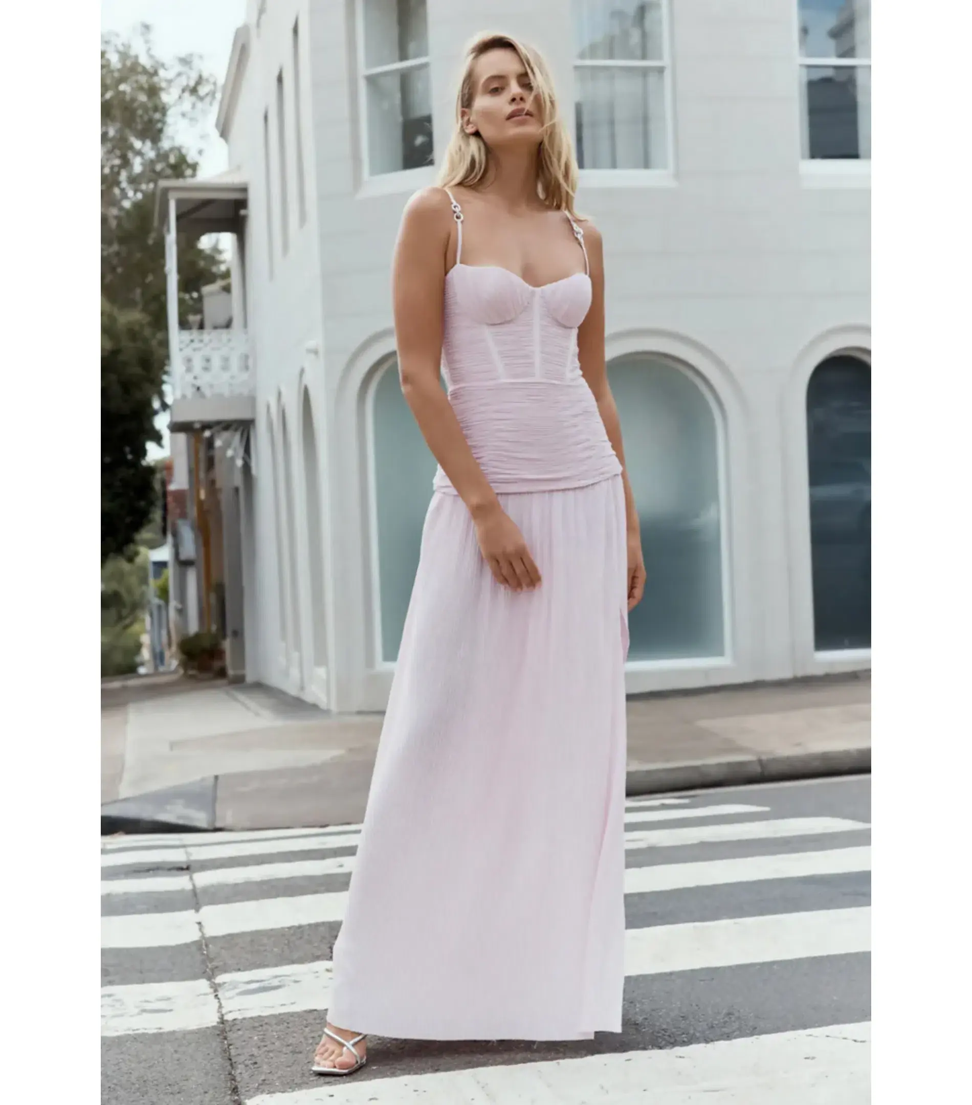 Manning Cartell Double Time Pleat Maxi Dress in Hydrangea Size AU 10 - Image 4