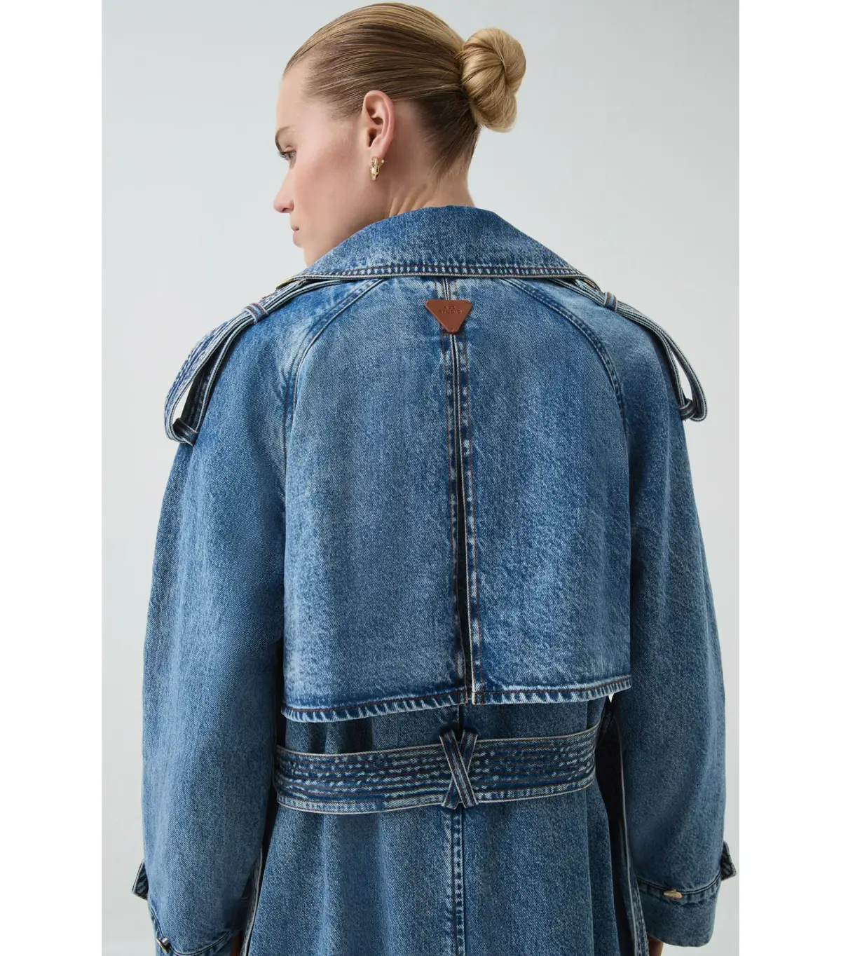 Aje Blues Denim Midi Trench Coat 80s Blue Wash Size M / AU 10 - Image 3