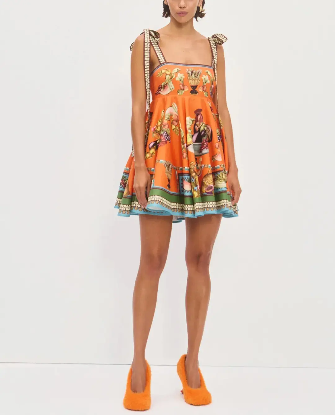 Alemais Rocco Mini Sundress in Orange Print Size AU 8  for rent on The Volte - main image