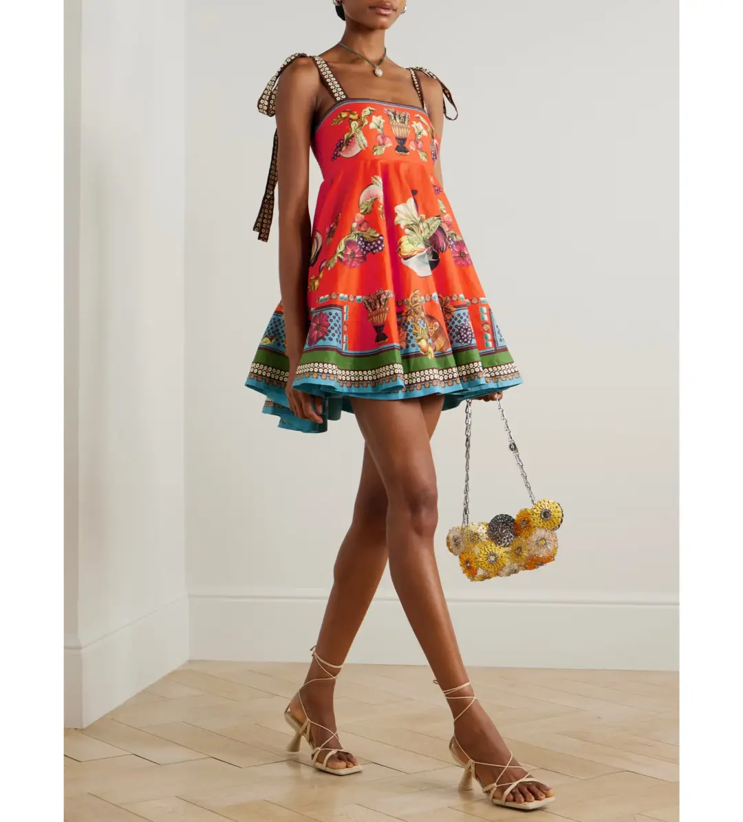 Alemais Rocco Mini Sundress in Orange Print Size AU 8  for rent on The Volte - main image