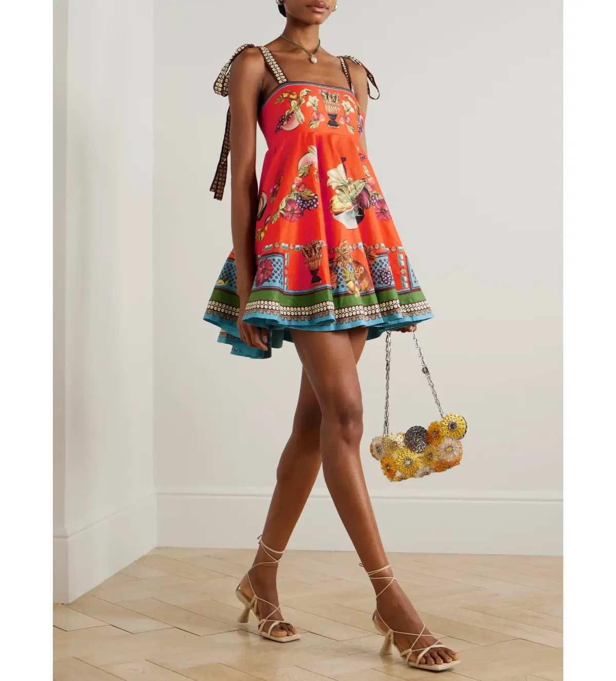 Alemais Rocco Mini Sundress in Orange Print Size AU 8  - Image 4