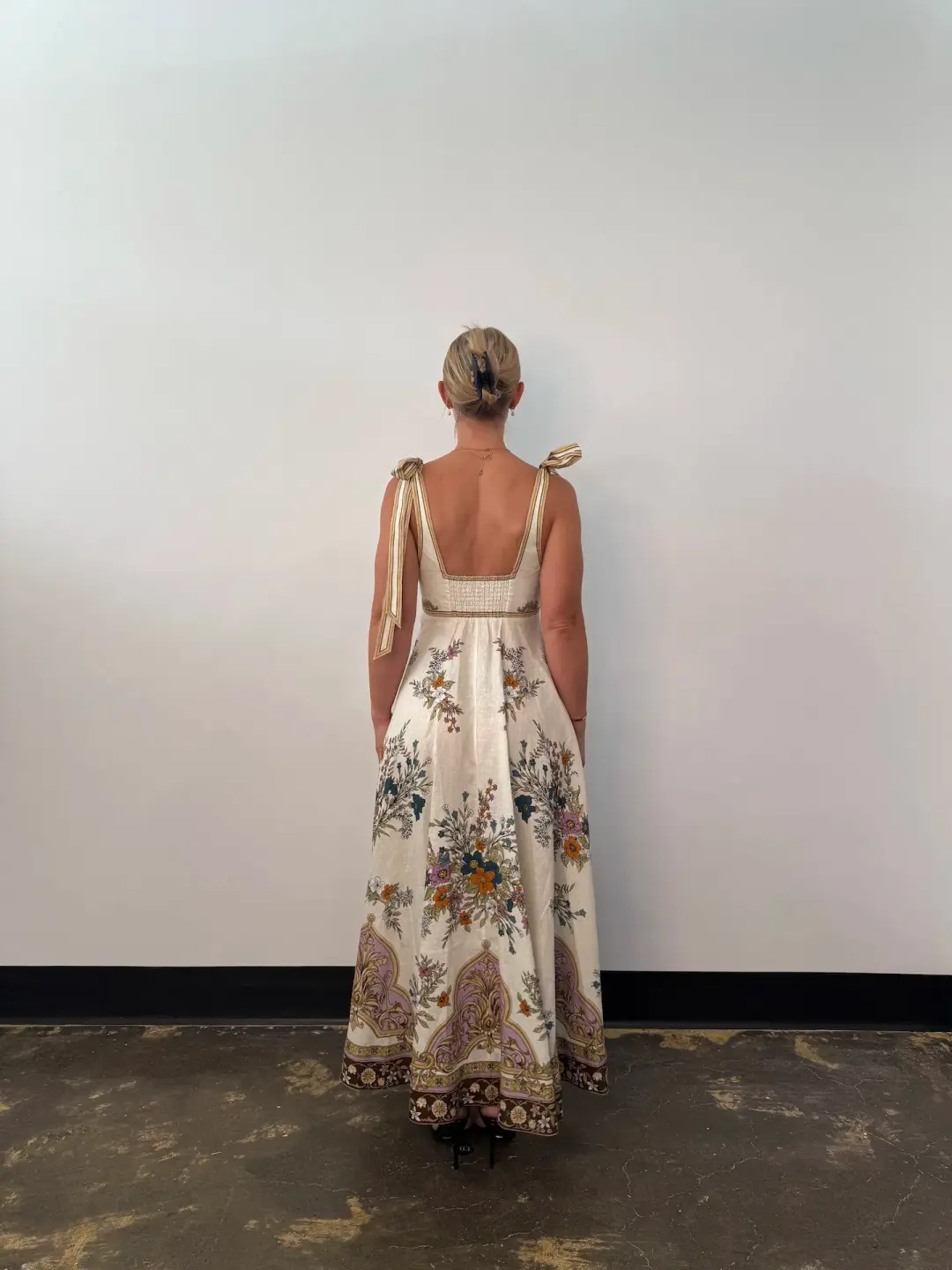 Alemais Antoinette Ballet Midi Sundress in Floral Cream Size AU 10 for rent on The Volte - main image