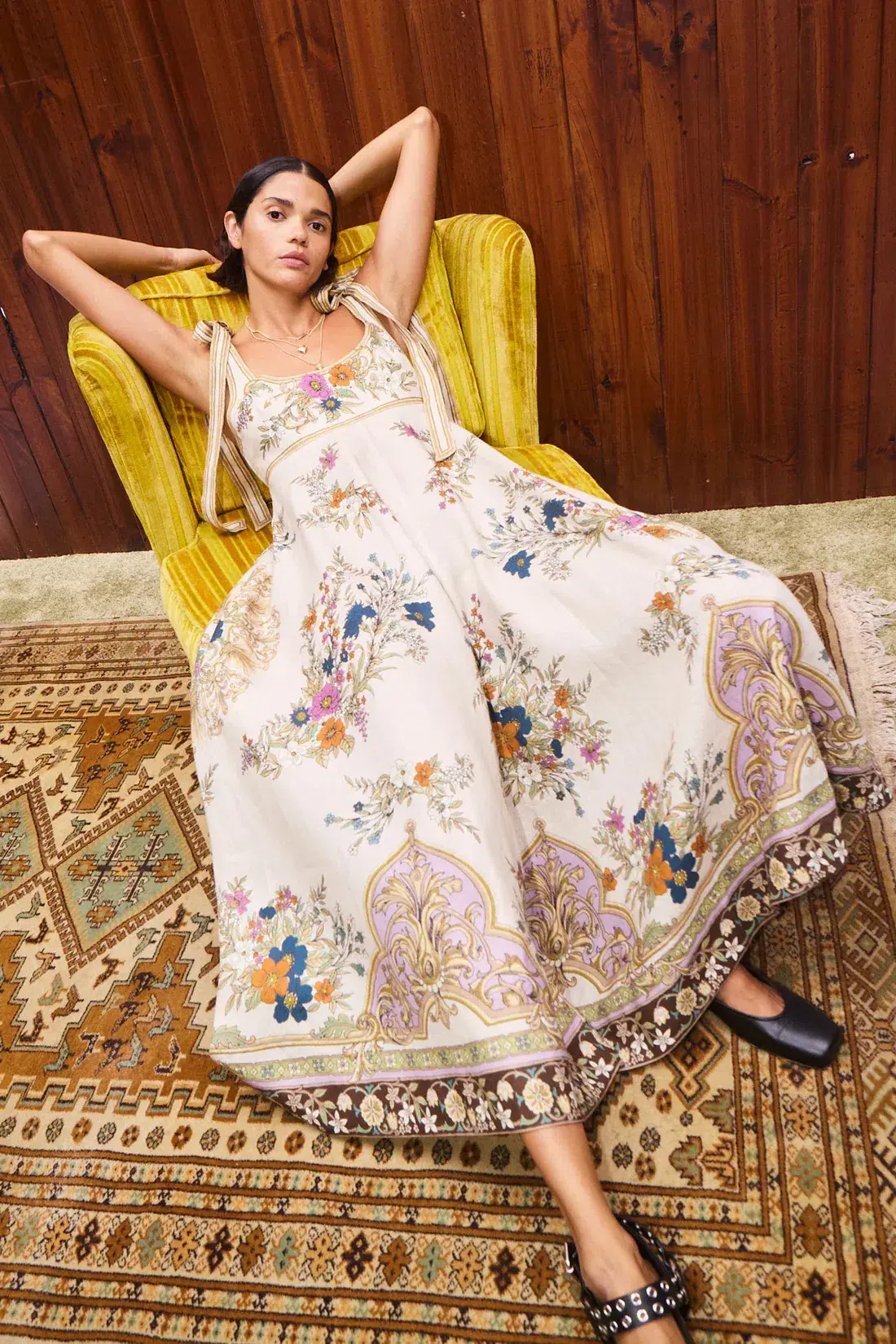 Alemais Antoinette Ballet Midi Sundress in Floral Cream Size AU 10 - Image 3