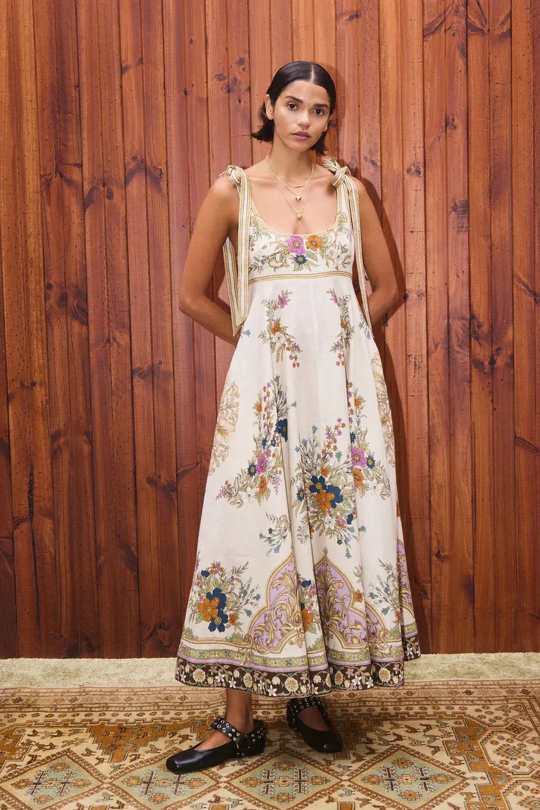 Alemais Antoinette Ballet Midi Sundress in Floral Cream Size AU 10 - Image 1