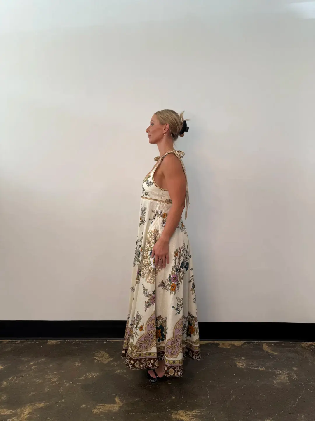 Alemais Antoinette Ballet Midi Sundress in Floral Cream Size AU 10 for rent on The Volte - main image