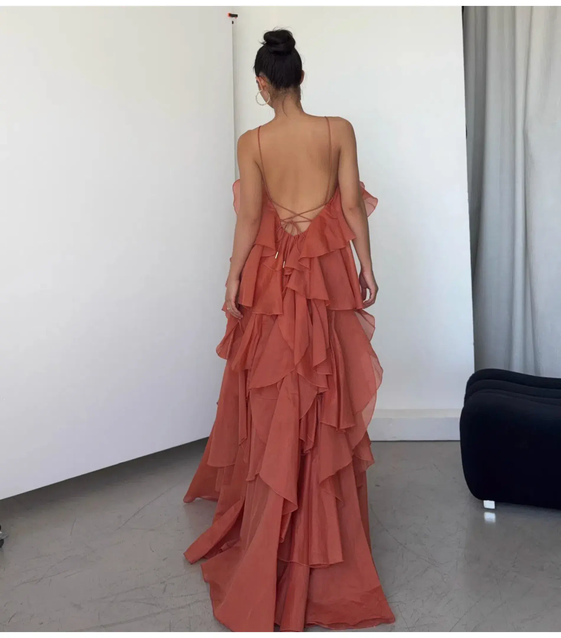 Aje Pandorea Layered Maxi Dress in Coral Clay Size AU 6 - Image 6